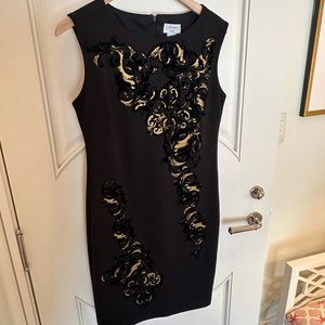 Carmen Marc Valvo Cocktail Dress in Black and Gold
